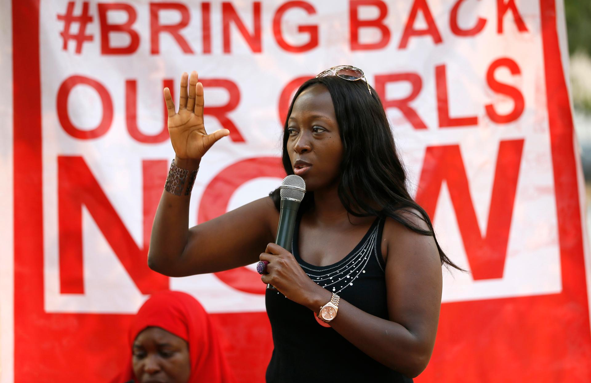Protestors with the Abuja "Bring Back Our Girls" chapter demonstrate at Unity Fountain in Abuja on January 25, 2015.