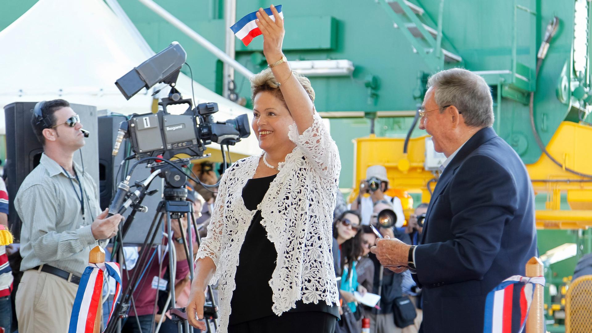 Brazil's President Dilma Rousseff and Cuban leader Raul Castro cut the ribbon of Cuba's new $957 million port, billed as the most modern in Latin America.