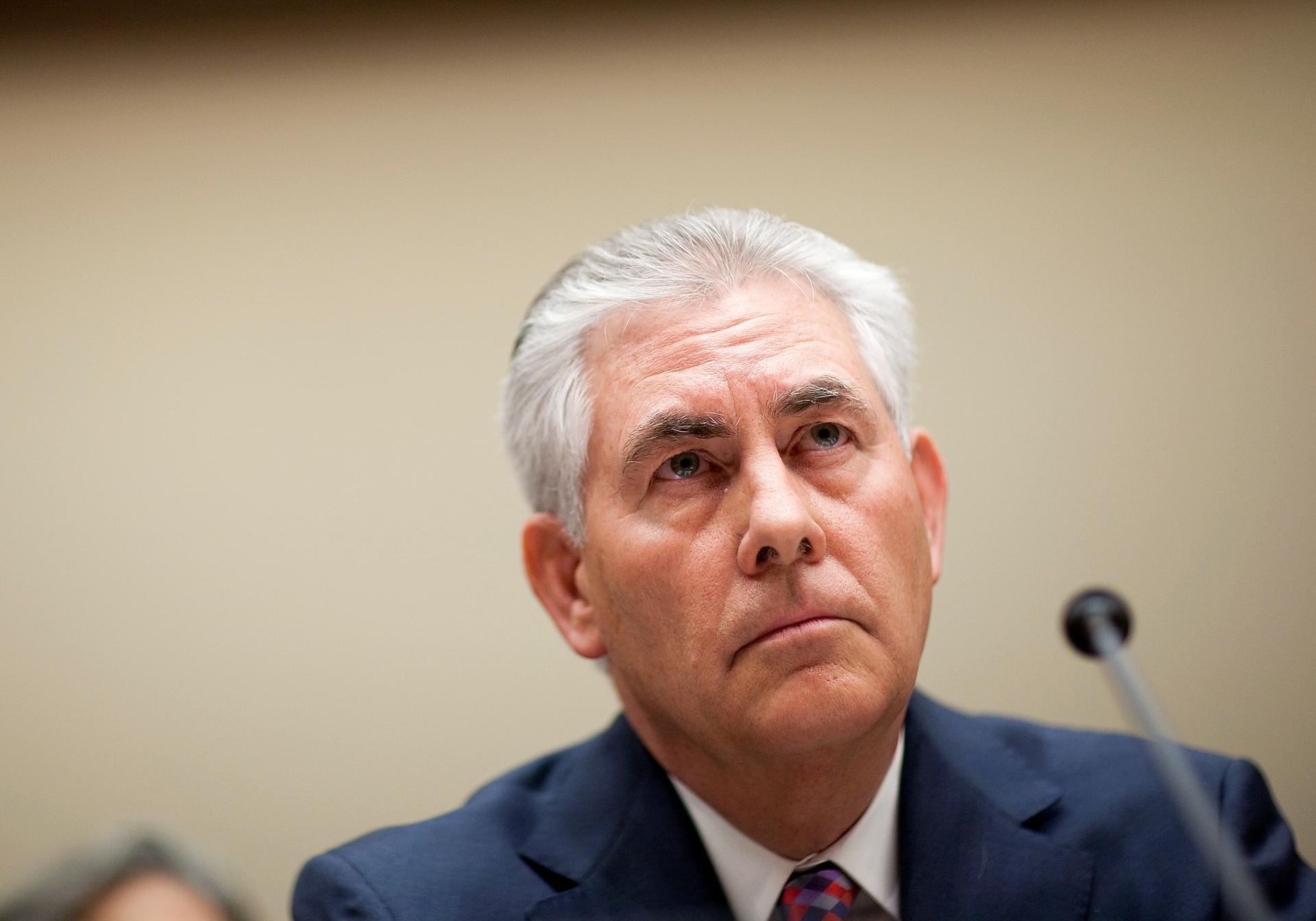 Rex Tillerson, chairman and CEO of ExxonMobil, testifies about the company's acquisition of XTO Energy before the House Energy and Environment Subcommittee on Capitol Hill in Washington January 20, 2010.