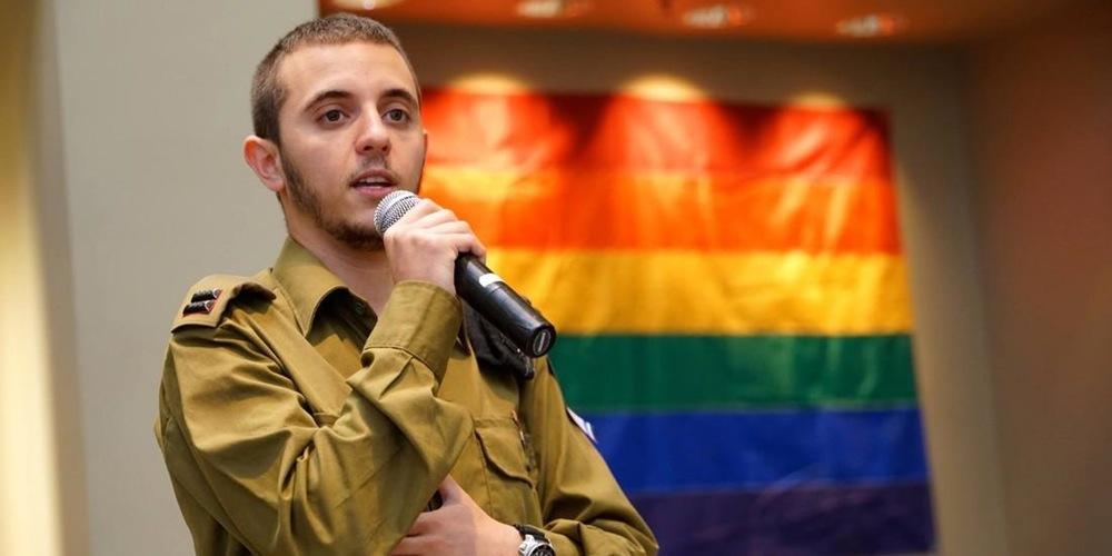 Lt. Shachar Erez, the first openly transgender officer in the Israel Defense Forces, speaking in Los Angeles at a local synagogue in June 2016.