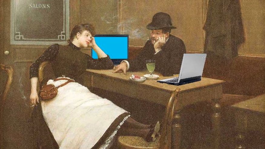 Au Cyber Cafe, after Jean Béraud