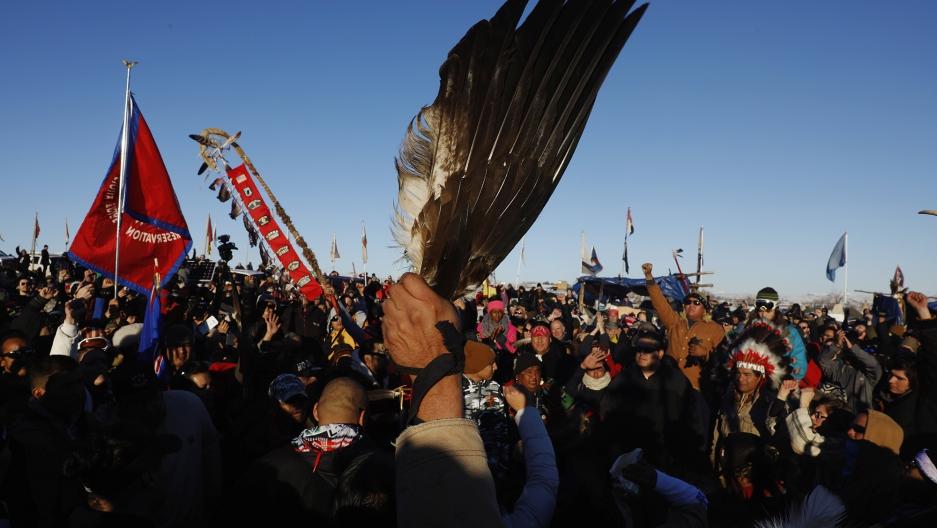 Native Americans Celebrating at the Standing Rock Camp