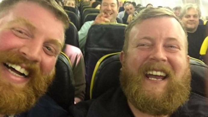 Douglas (right) and his doppelganger, en route to Galway