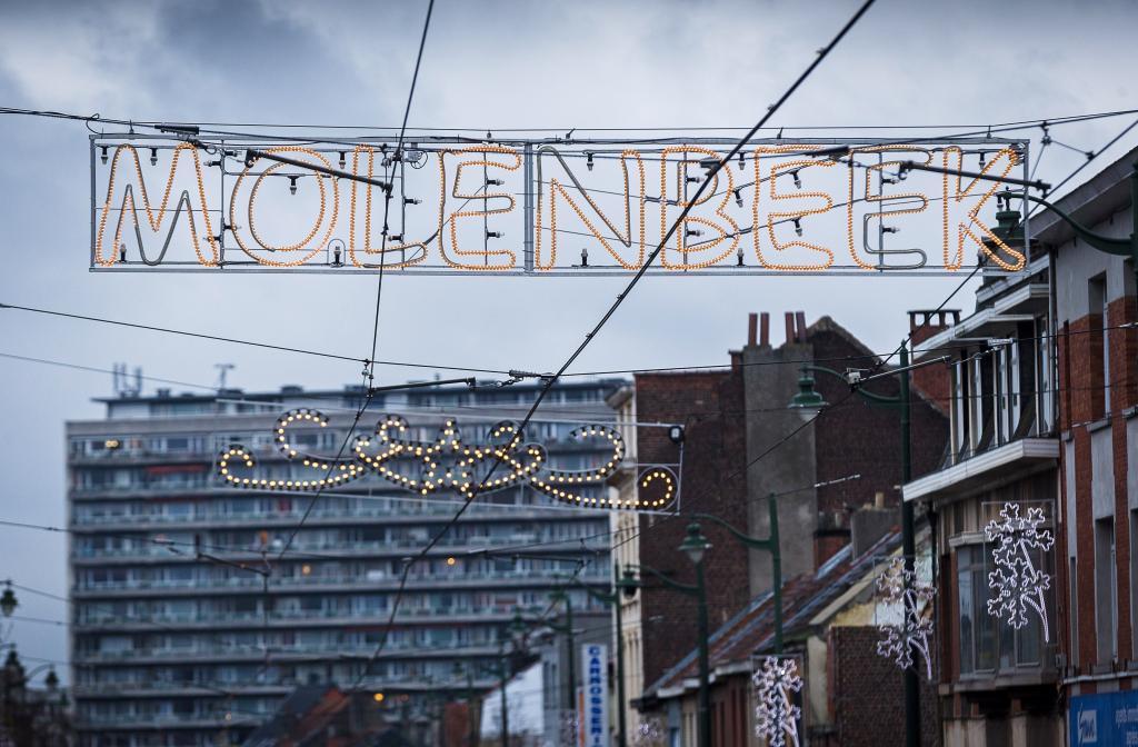 This Nov. 16, 2015 photo shows Christmas lights in the municipality of Sint-Jans-Molenbeek (also known as Molenbeek-Saint-Jean, or just Molenbeek) in Brussels. Multiple people were arrested there during weekend searches to find suspects in the Nov. 13 ter
