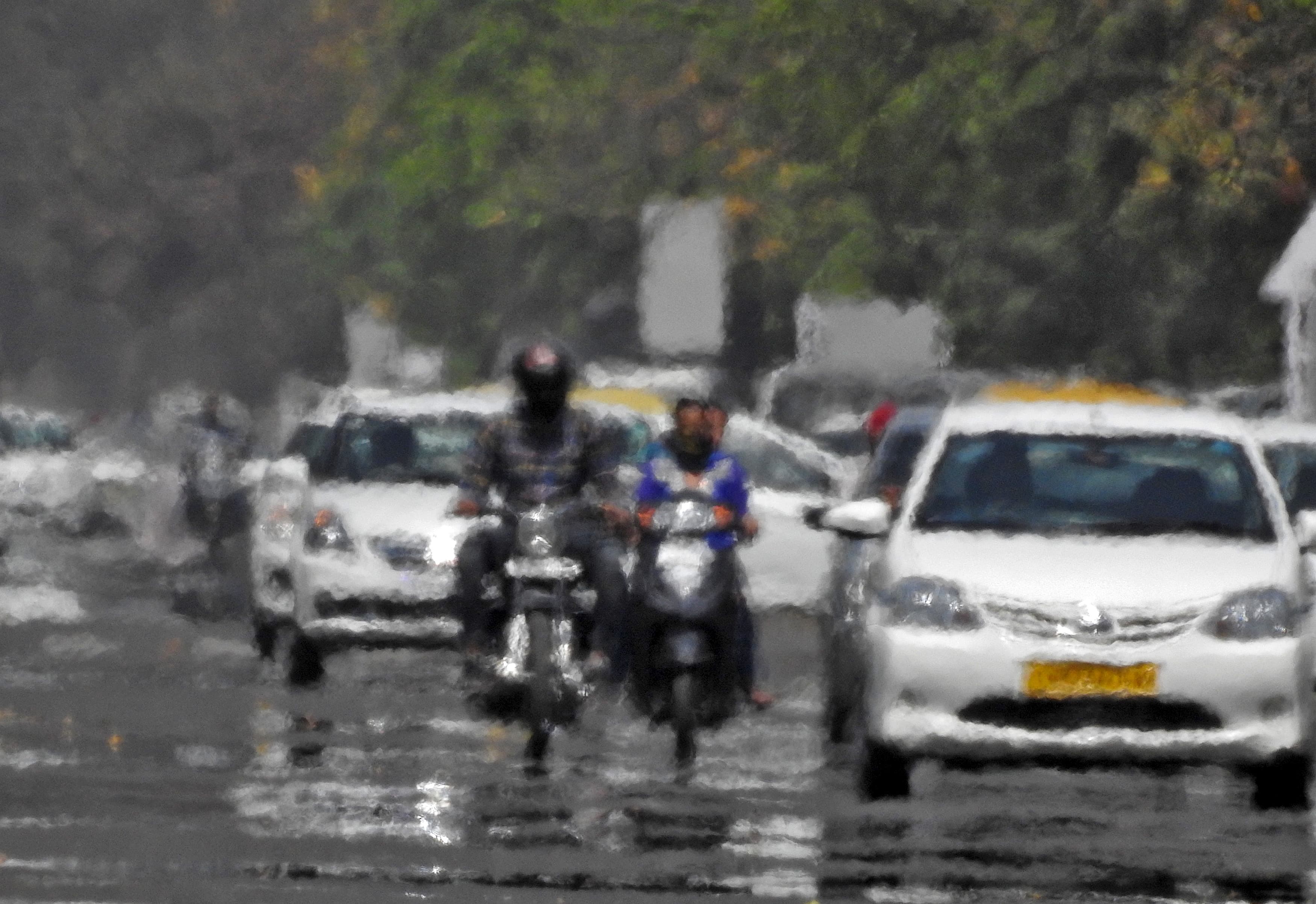 Vehicles driving along a road