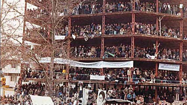 Protestors during Iran's 1979 revolution.