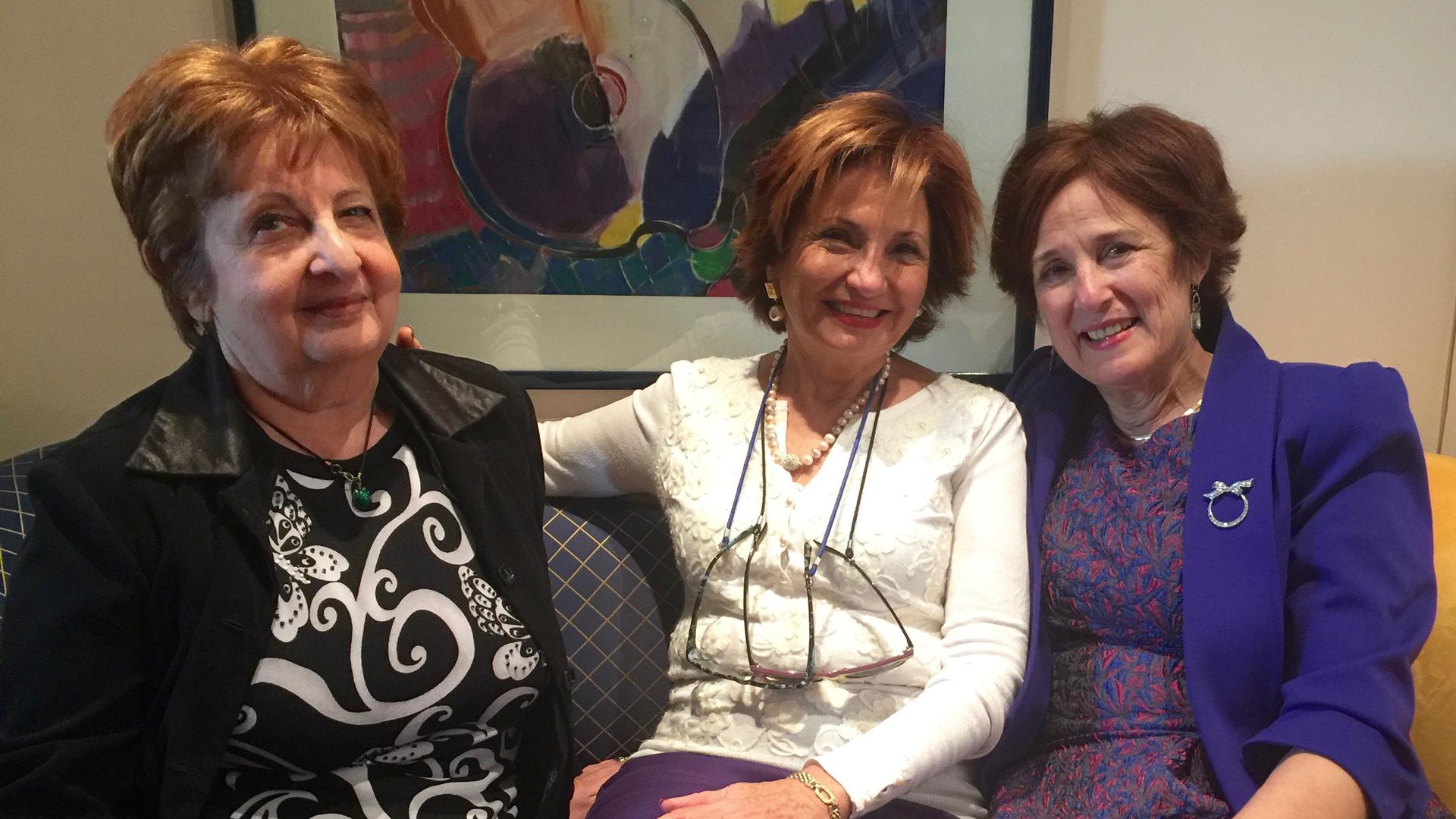 Elsie Solomon, Gladys Kattan and Lisette Shashoua at Lisette's home in Montreal.