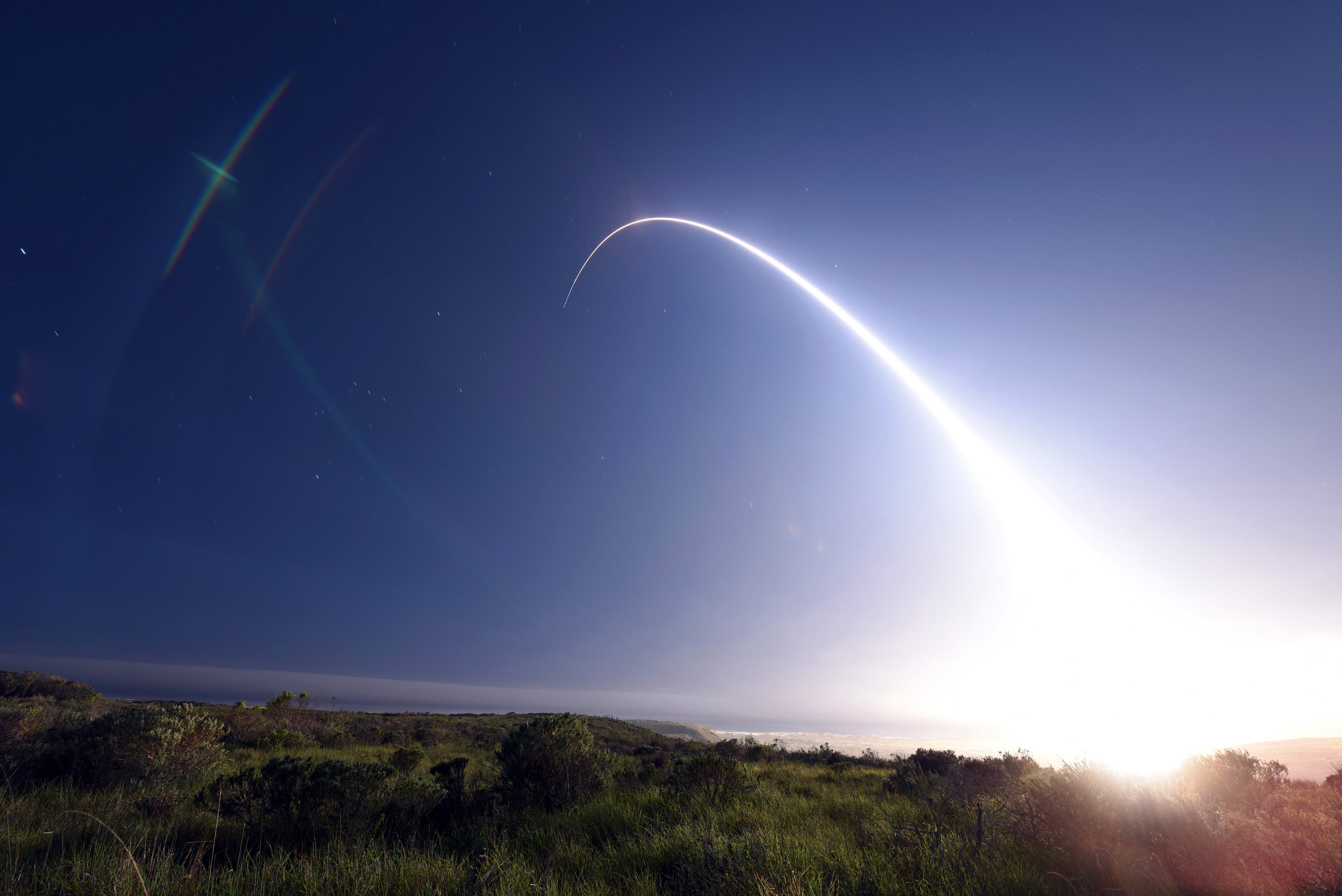 An unarmed Minuteman III intercontinental ballistic missile