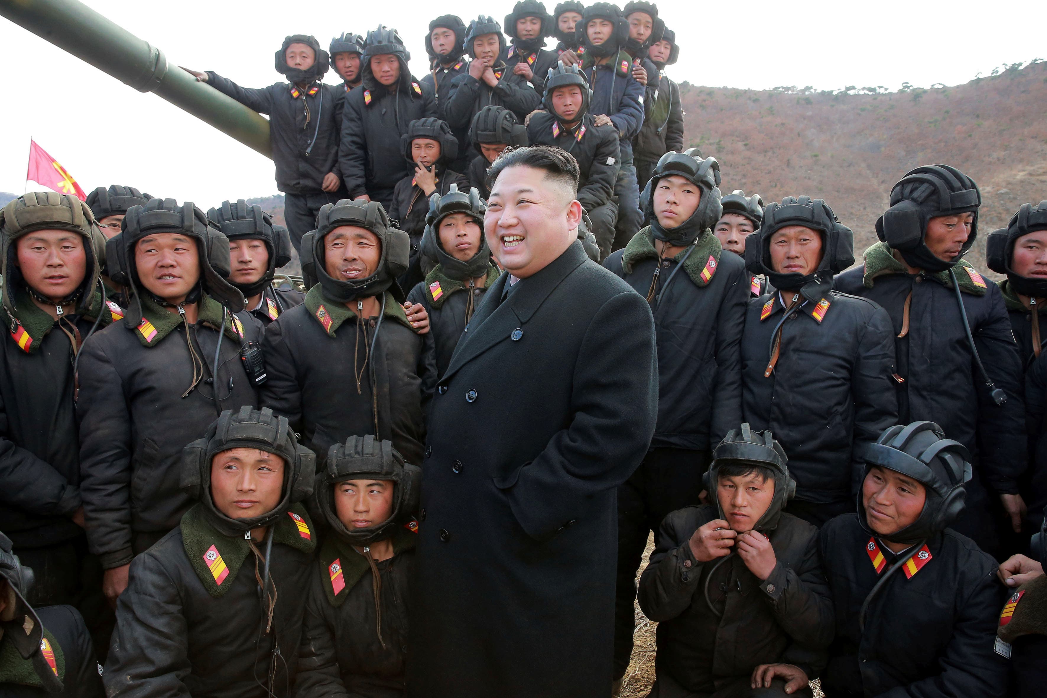 North Korean Leader Kim Jong Un guides the Korean People's Army Tank Crews' Competition 2017 in this undated photo released by North Korea's Korean Central News Agency (KCNA) in Pyongyang on April 1, 2017.
