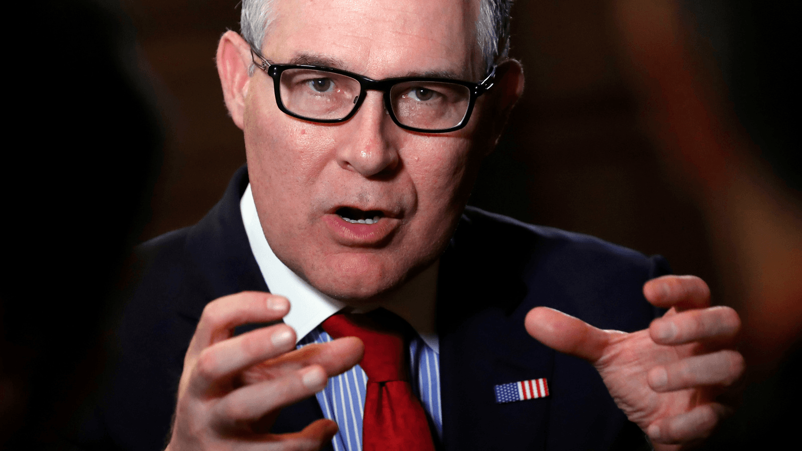 Environmental Protection Agency Administrator Scott Pruitt speaks during an interview with Reuters journalists in Washington, Jan. 9, 2018.