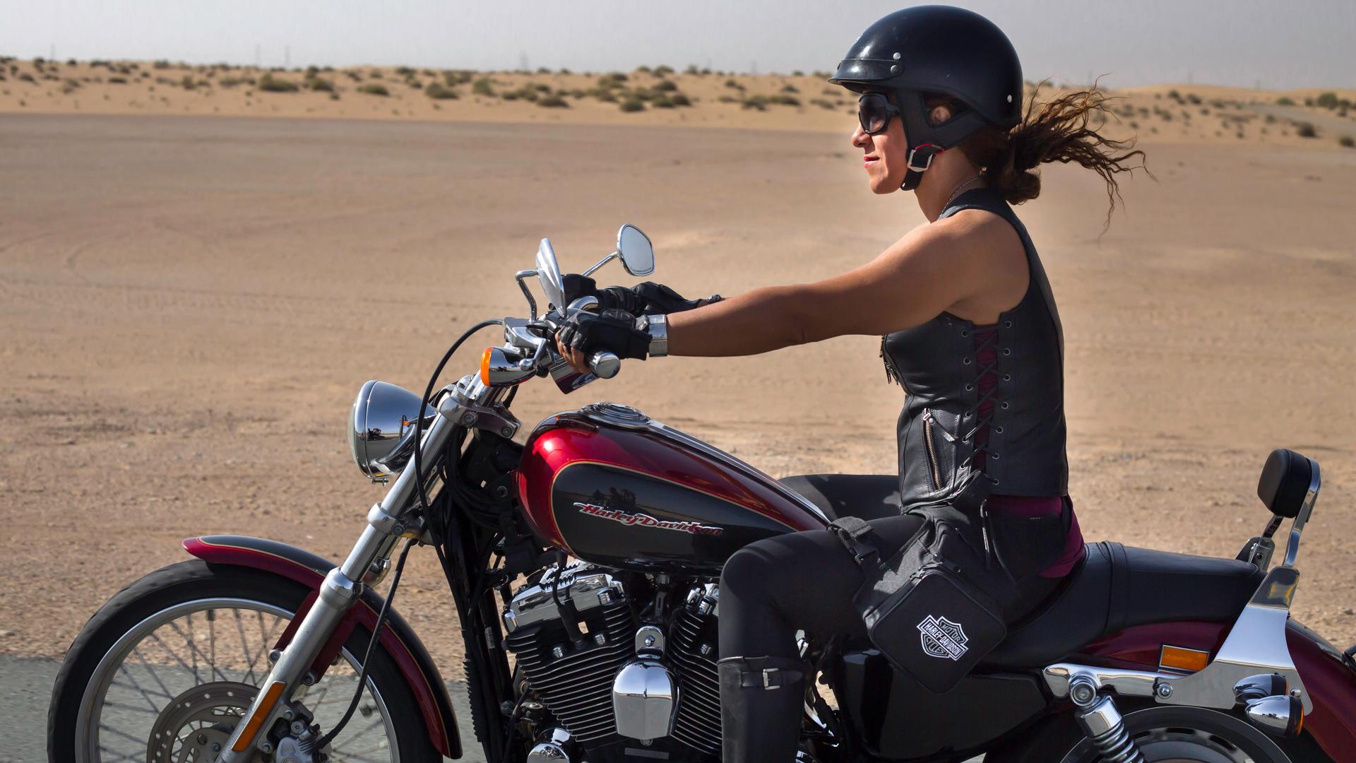 A female rider on International Female Ride Day in Dubai.