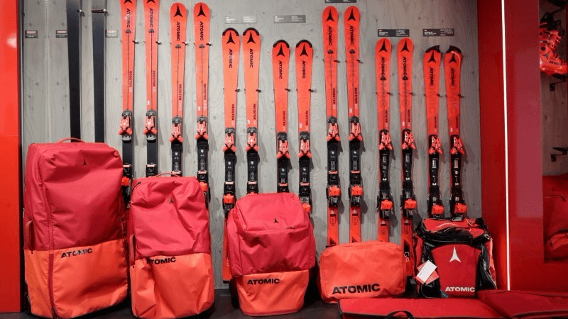 Atomic skis are seen at the company's headquarters in Altenmarkt im Pongau, Austria November 28, 2017.