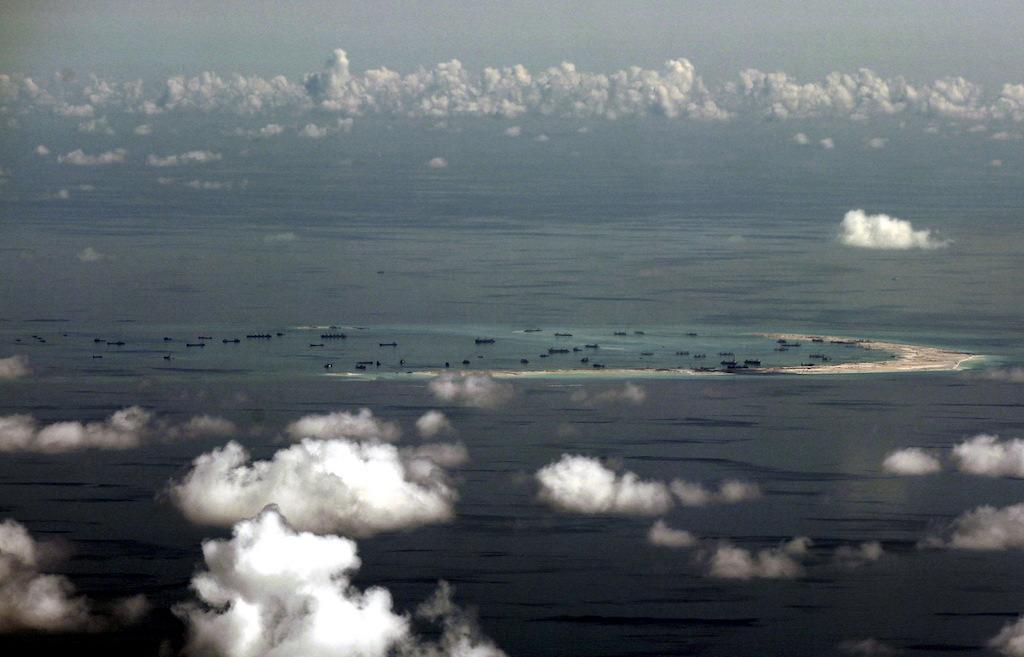 An aerial photo shows alleged land reclamation by China on Mischief Reef in the Spratly Islands, May 2015. China has reportedly deployed missiles on another disputed South China Sea territory, Woody Island in the Paracel chain.