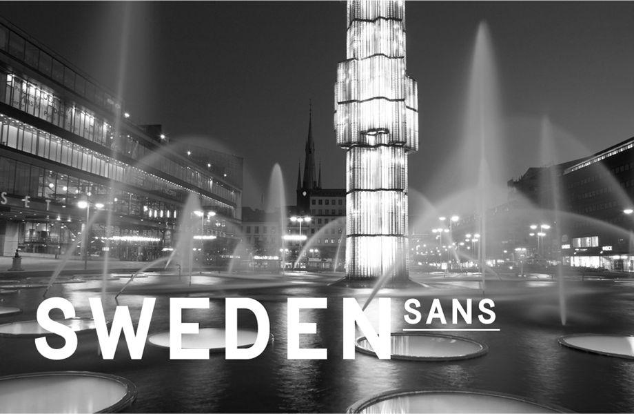 The font, Sweden Sans, was designed by Swedish agency Soderhavet in collaboration with Swedish font artist Stefan Hattenbach as part of a new national branding effort.