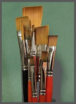 An assortment of lettering brushes from 1/8-into up to 1   1/2-inch wide.