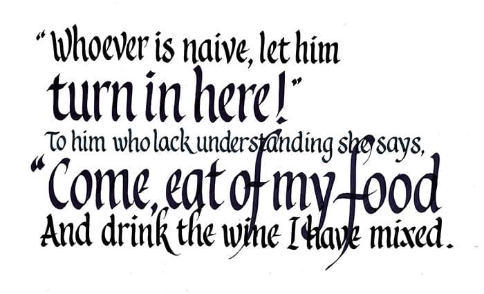 The original version of Hergistad's rendering of Proverbs 9:4-5