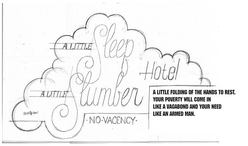 Draft drawing for a 1950's motel style 