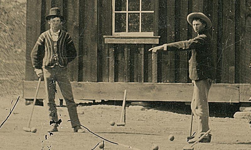  A detail from a 45-inch photo depicting Billy the Kid, left, playing croquet in 1878. Photograph: Kagin's