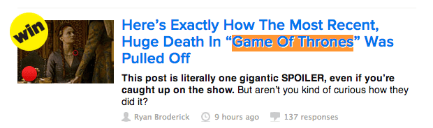 BuzzFeed's Game of Thrones coverage