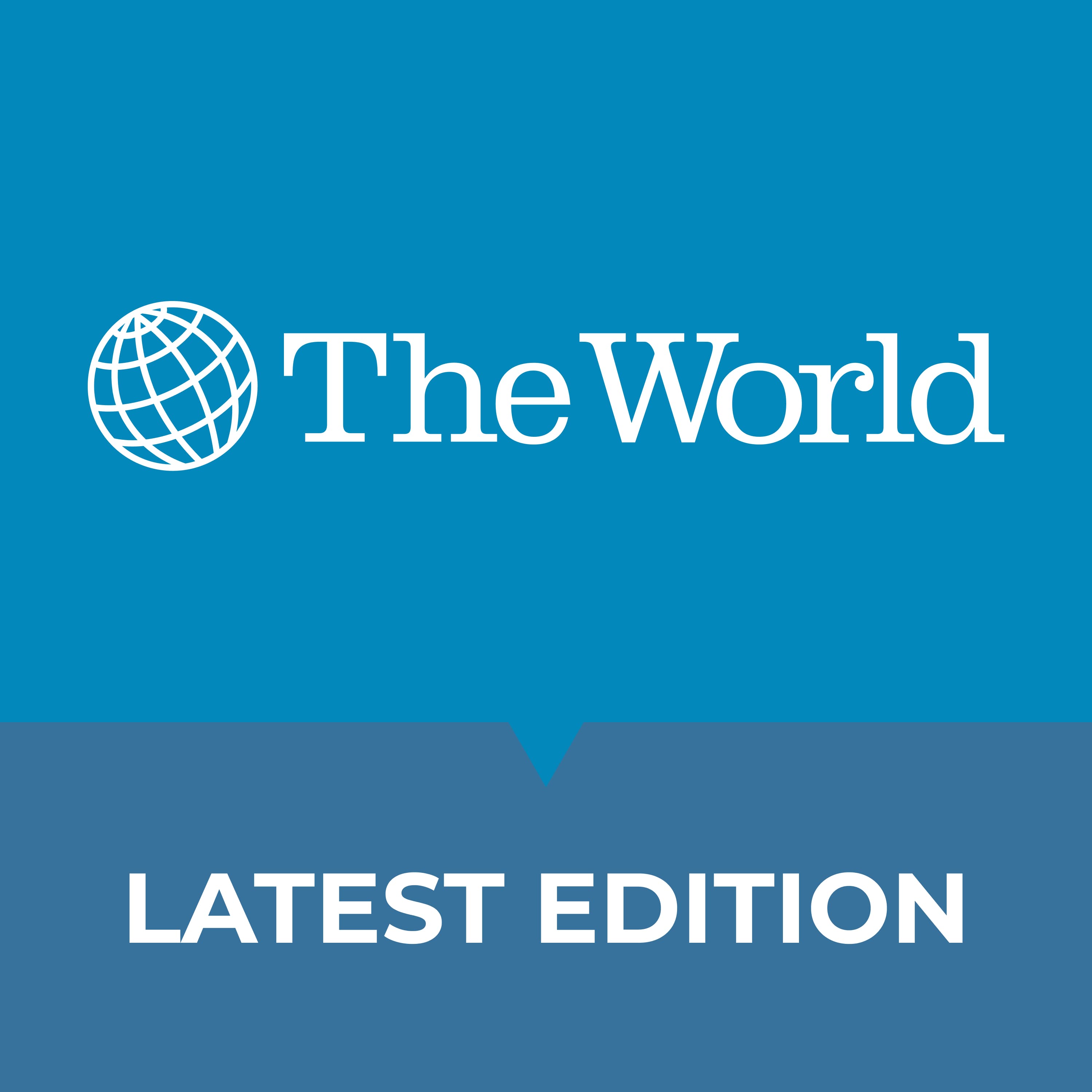 Podcast logo for "The World"