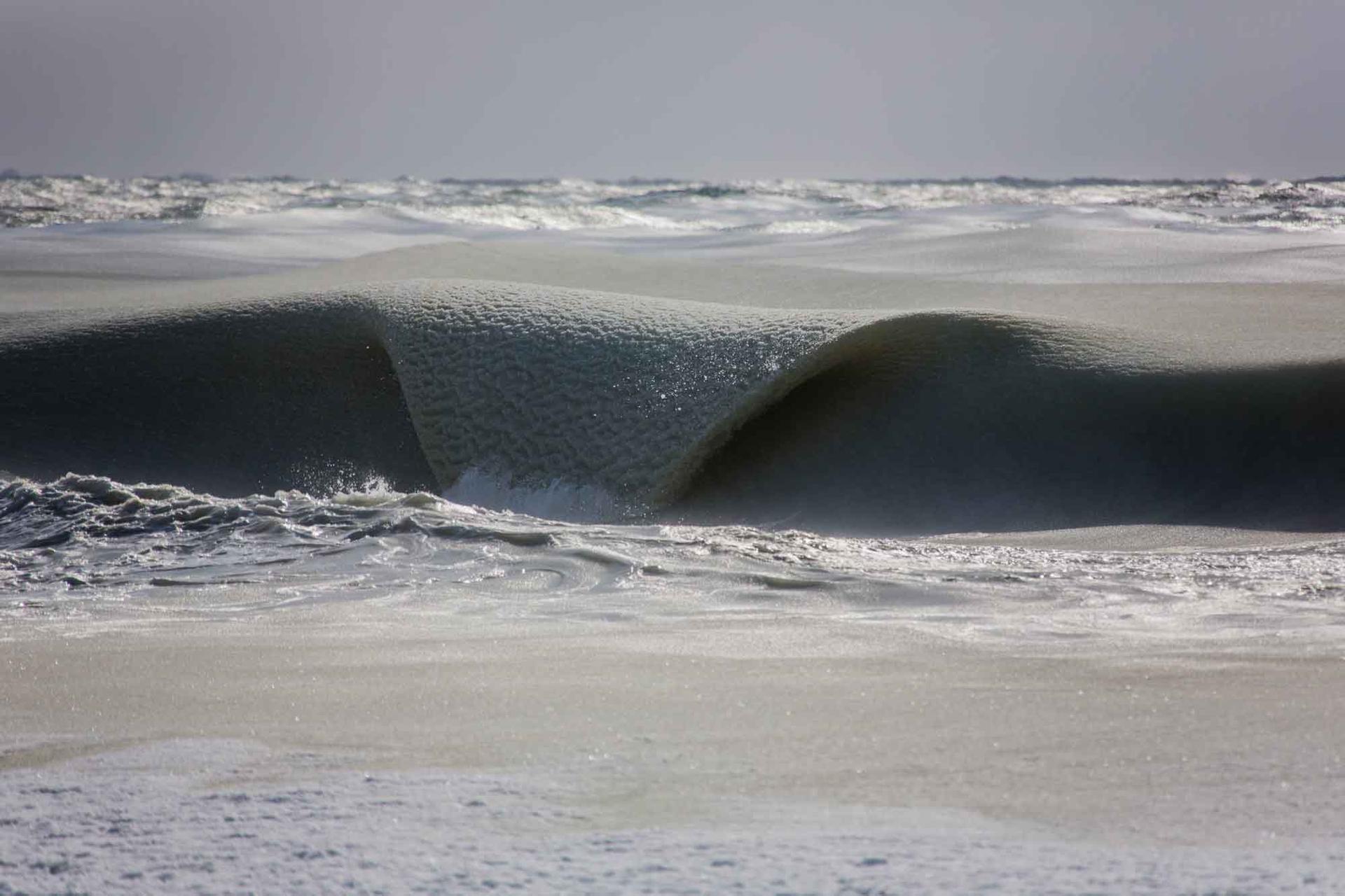 A slushy wave off the coast of Nantucket, in Massachusetts