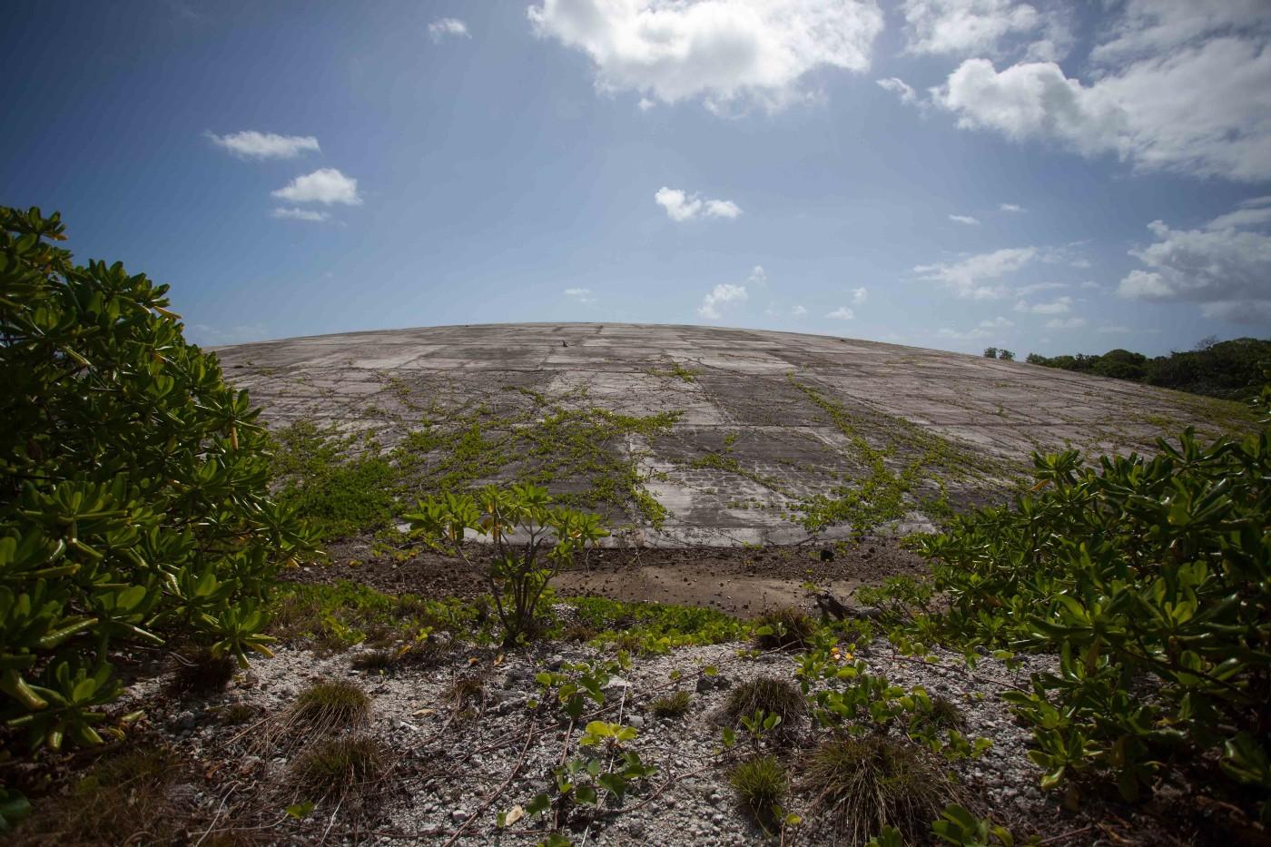 The “Cactus Dome,” a nuclear waste site on Runit island, remains a relic of U.S. presence in the Marshall Islands.