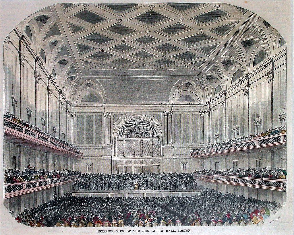 1852 illustration of the interior of the Boston Music Hall