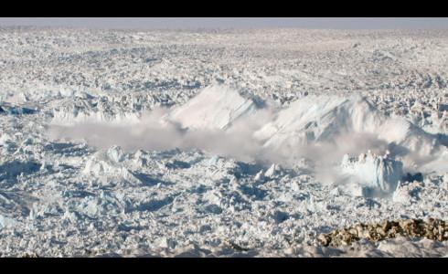 A calving glacier off Greenland