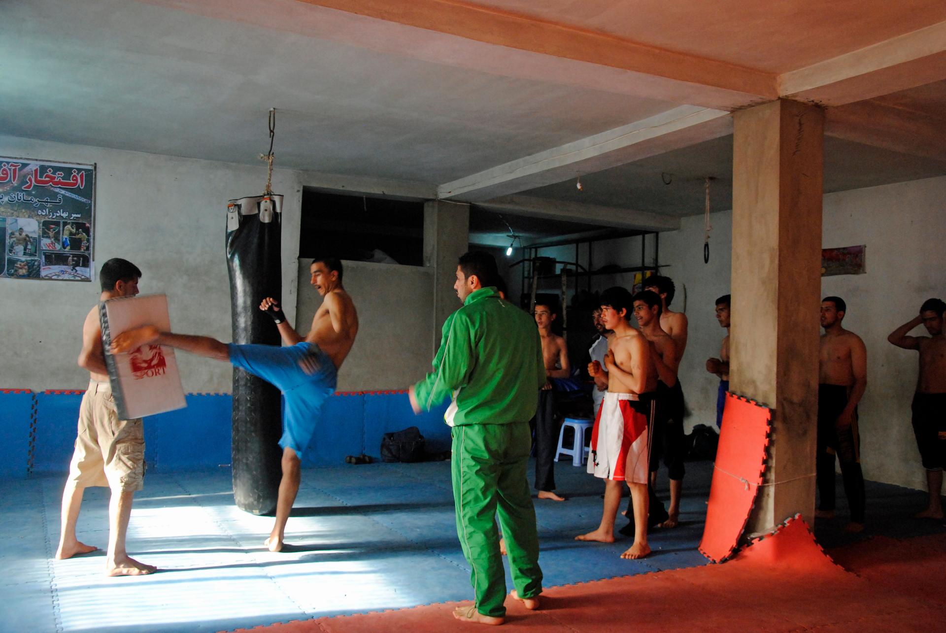 A Free Fight Club, the latest craze among the youngsters in Kabul. Young people go to such clubs to learn the techniques of martial arts. Championships provide good monetary rewards for the winners.