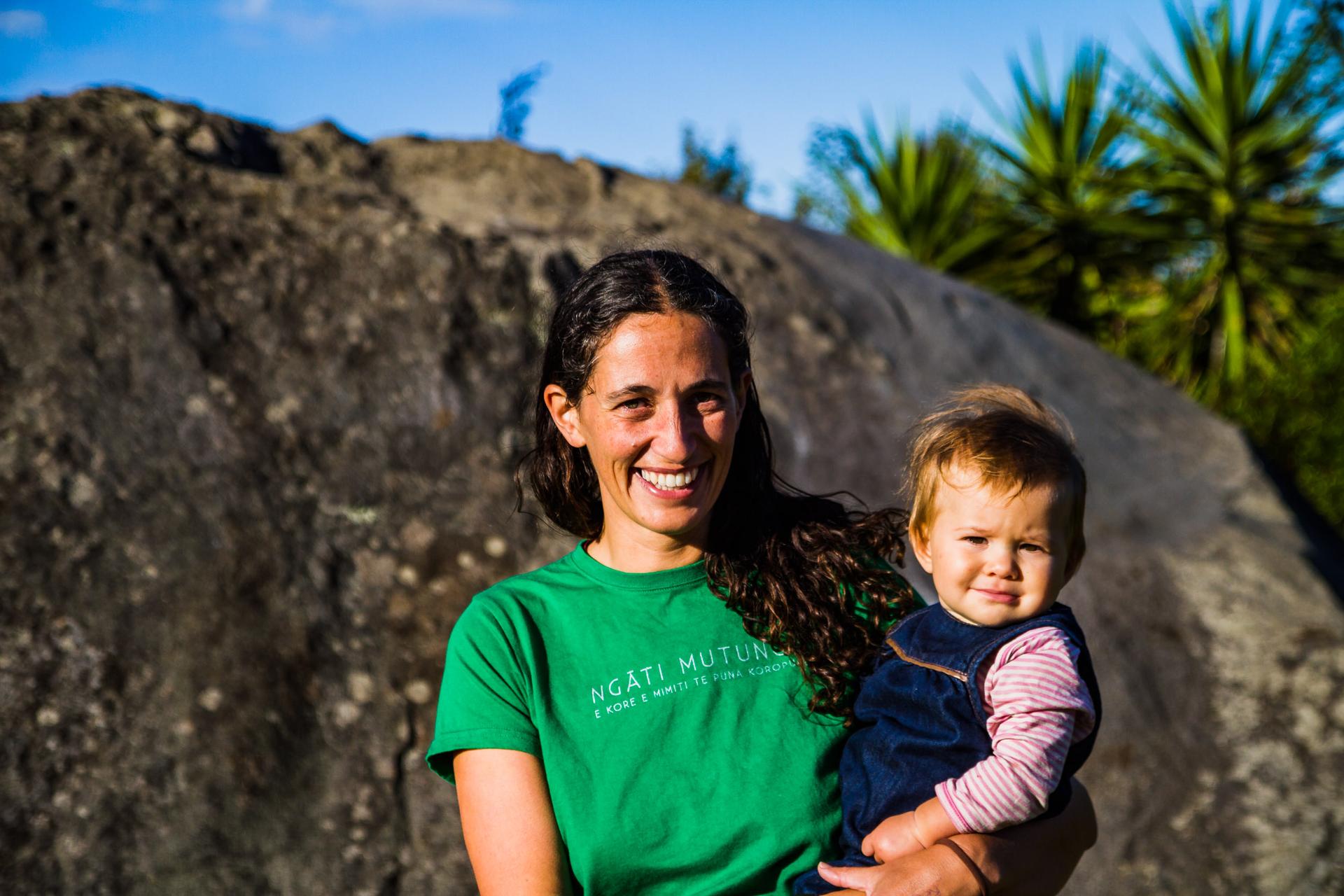 Emily Bailey in Parihaka with her daughter