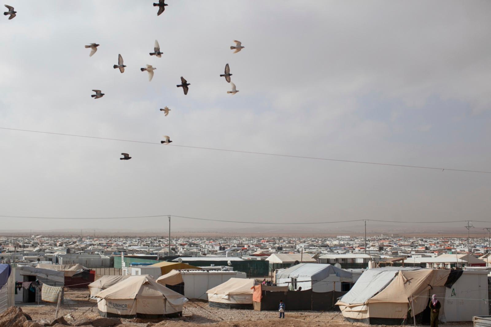 A view of Zaatari refugee camp. First opened on July 23, 2012 as a temporary settlement in Jordan for Syrians fleeing conflict has since turned into a permanent fixture resembling a small city rather than a temporary refugee camp. There is an estimated ov