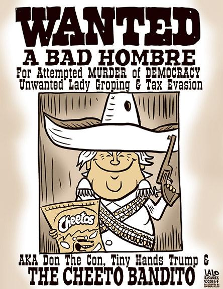 Wanted poster by Lalo Alcaraz