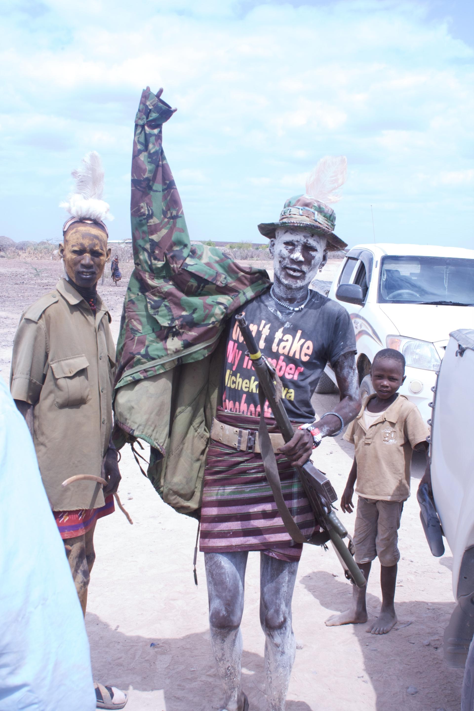A Turkana security guard near Loblono