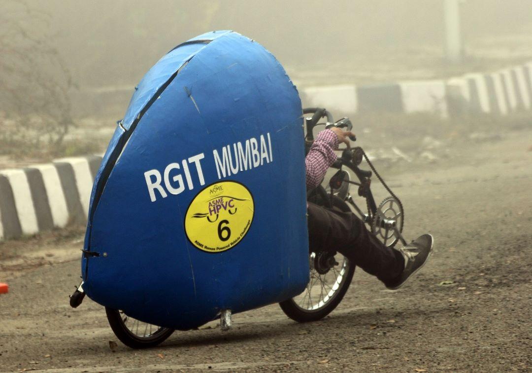 One of this year's entrants in ASME's HPVC Human Powered Vehicle Challenge, in India.