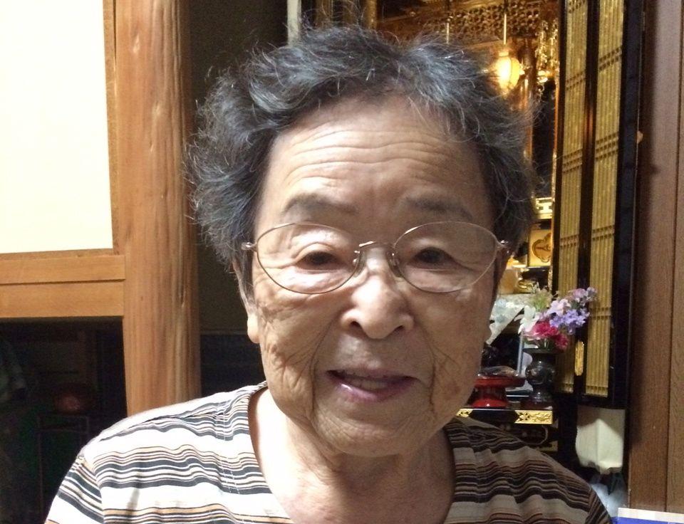 Akiyo Kano, grandmother of Aya Kano. Kano was 18 in 1945, and was was exposed to radiation when she went to Hiroshima the day after the blast to look for her younger brother, Fumiharu. No trace of him was found.