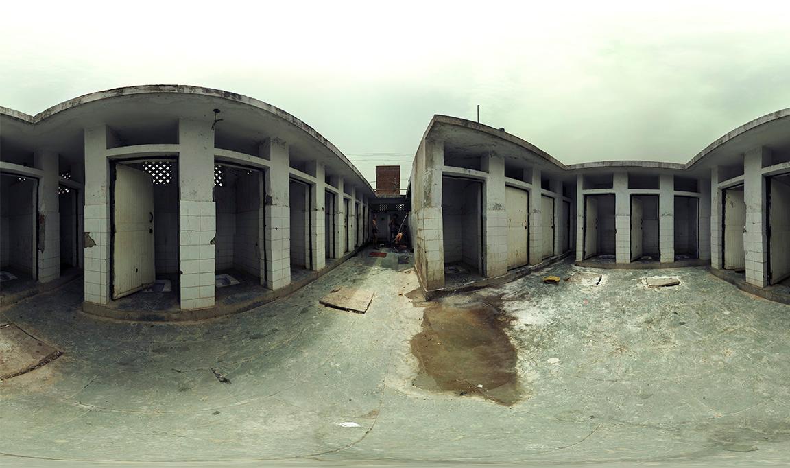 Panorama slum bathroom