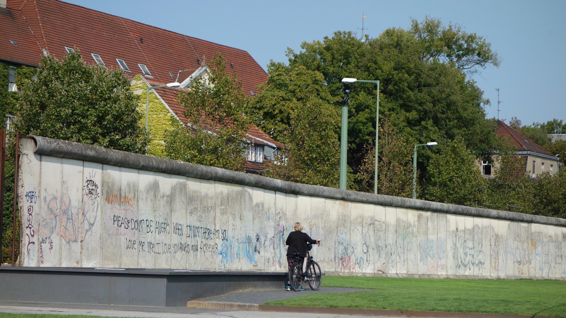 Berlin Wall remnant at Bernhardstrasse, where the wall once ran down the middle of a street