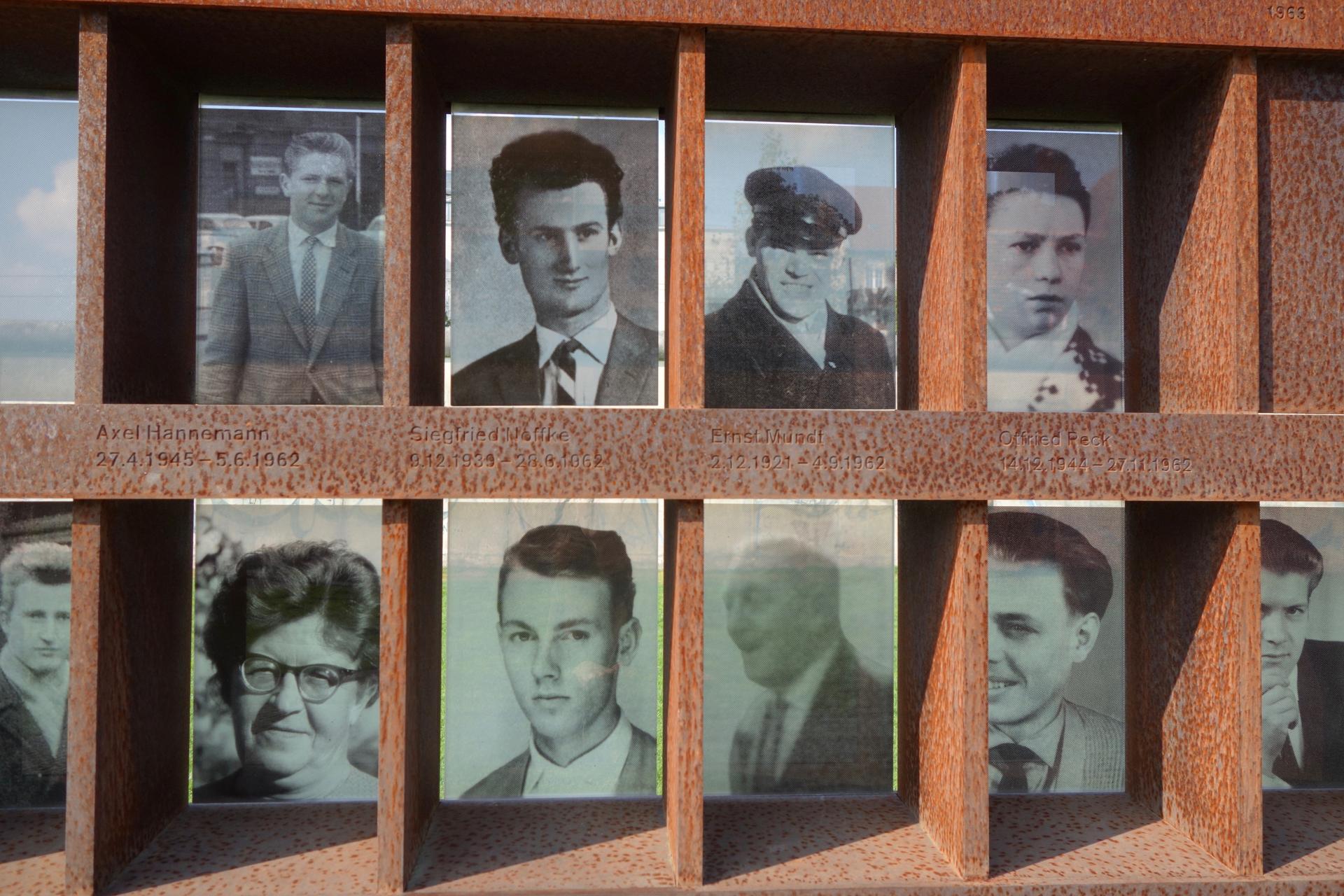 Photos of dozens of people killed trying to get past the Berlin Wall and escape East Germany during the Cold War