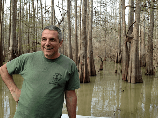 Dean Wilson in a swamp