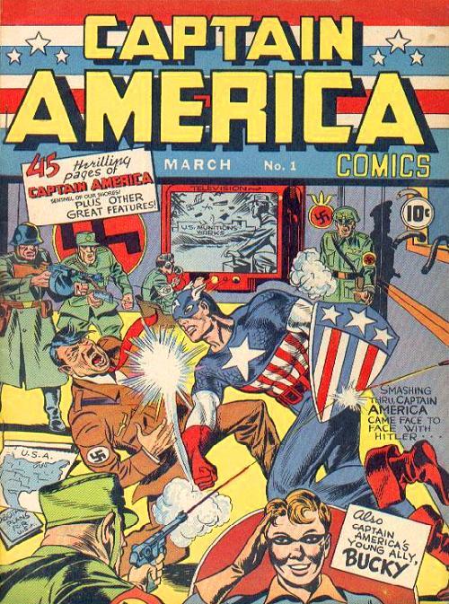Captain American punching Hitler