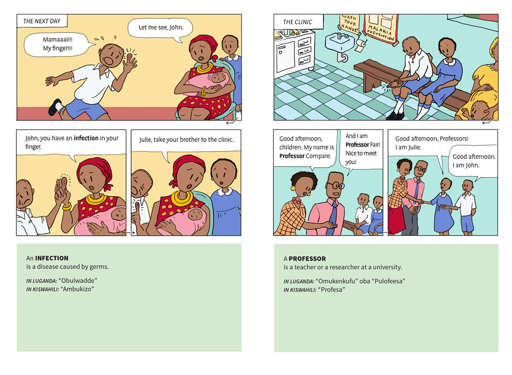 second panel of lesson in comic textbook about identifying health claims.