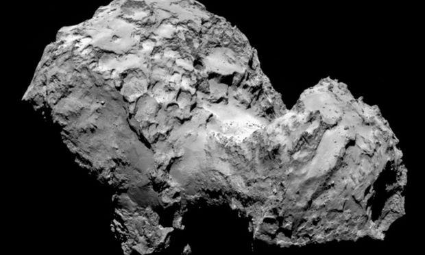 The Rosetta Probe is orbiting this comet as it makes its journey through the solar system.