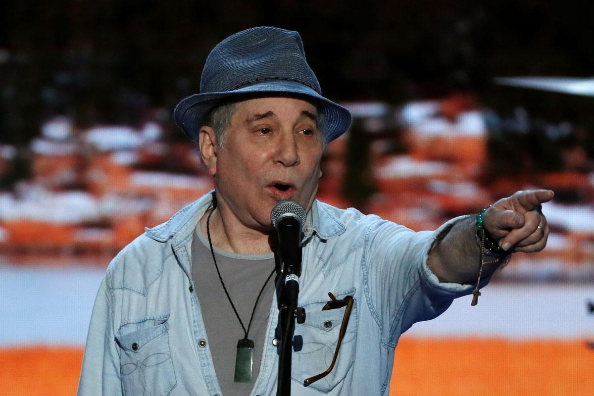 Singer Paul Simon sings during his sound check ahead of the 2016 DNC.
