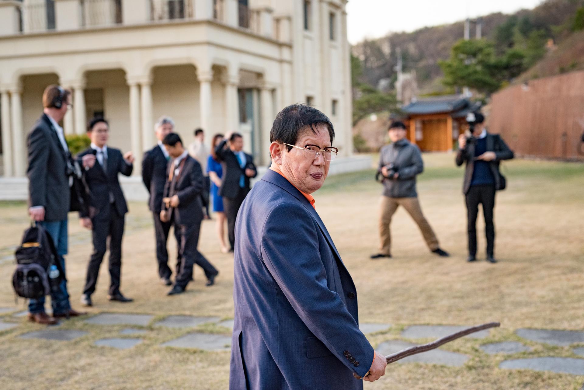 Shinchonji founder, Lee Man-hee gives a personal tour of the grounds at his group's mansion, which his followers call 