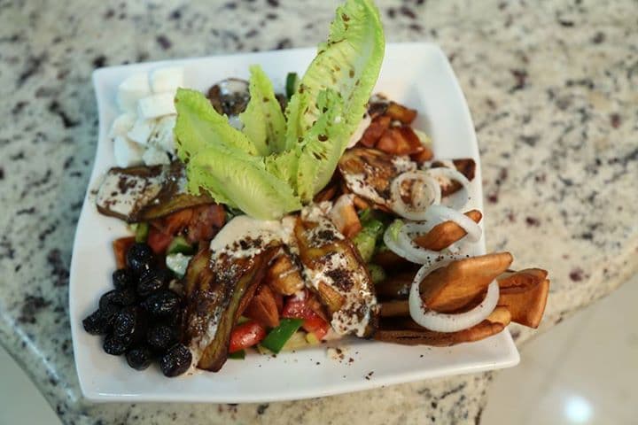 Fattoush with eggplant