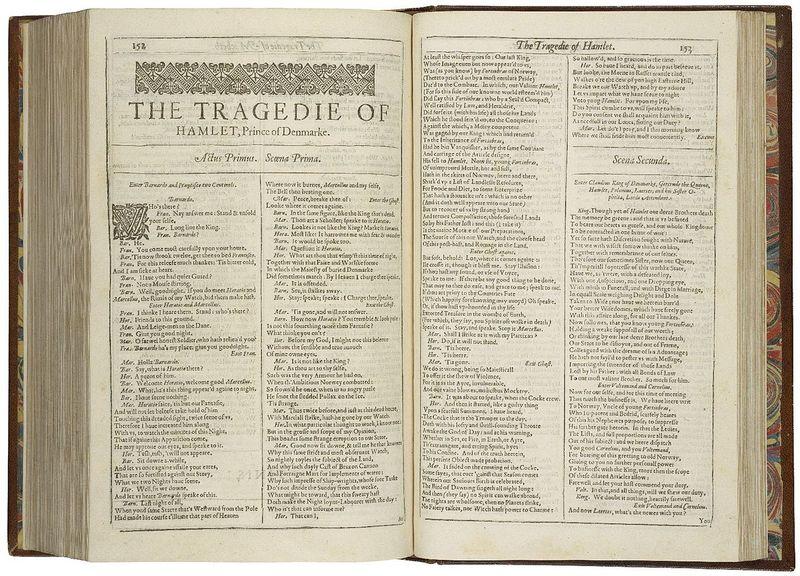 The first page of Shakespeare's Hamlet, printed in the First Folio of 1623. (Folger Shakespeare Library Digital Image)