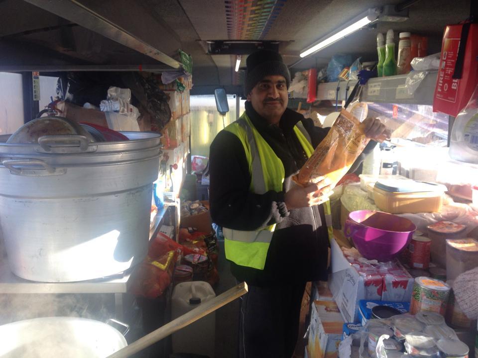 Ghafoor Hussain is the chef in his mobile kitchen. He says his family thinks he's 