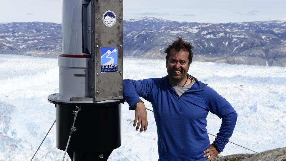 University of Maine researcher Gordon Hamilton on Greenland's Helheim Glacier in 2015. Hamilton died 15 months later in an accident in Antarctica.