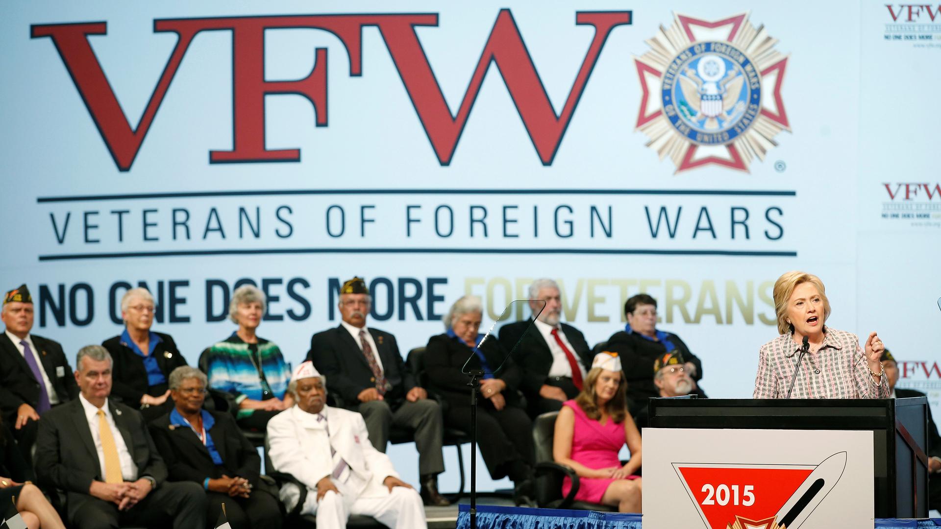 Hillary Clinton speaks at the Veterans of Foreign Wars Convention in Charlotte, NC. July 25, 2016.