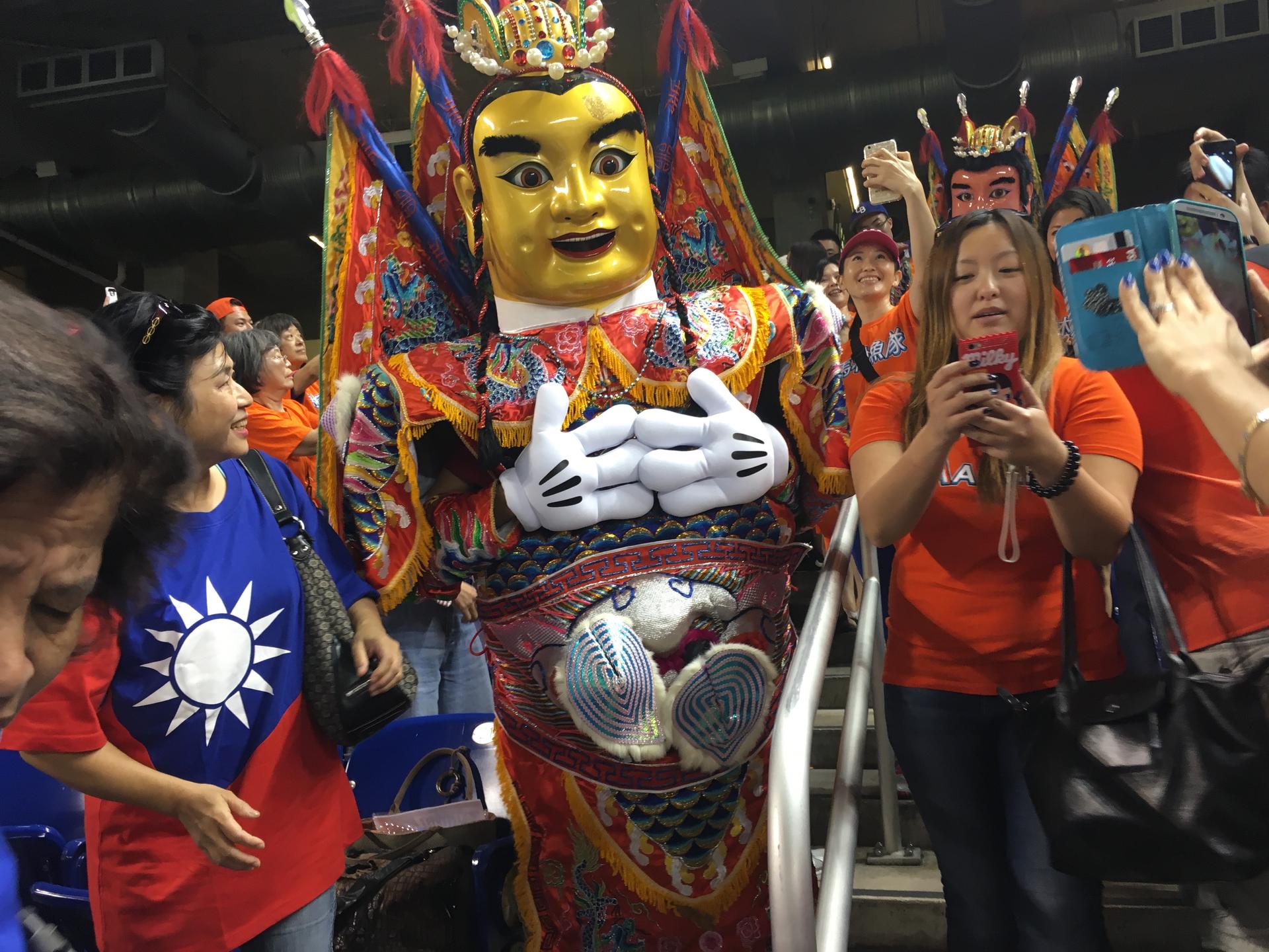 People dressed up like famous Taiwanese gods to celebrate Taiwanese Heritage Night At Marlins Park.